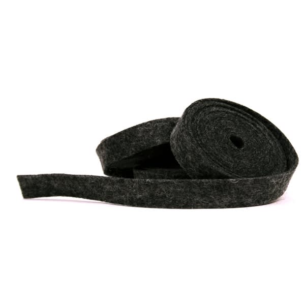 Heather Black Wool Felt Ribbon