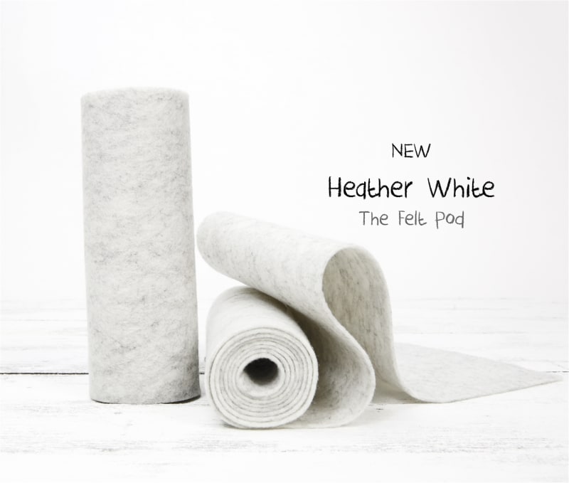 Heather White Wool Felt Roll