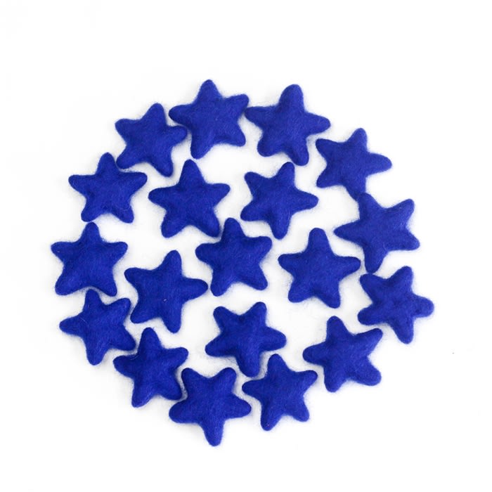Blue Felt Stars, Navy Felt Stars, Brilliant Blue Stars, Brilliant Blue Felt  Stars