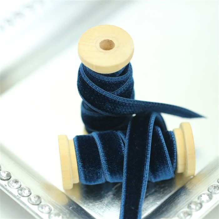 XMRIBBON Navy Blue Velvet Ribbon Single Sided,1 Inch by 10 Yards Spool