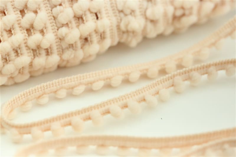 Beige Baby Pom Trim