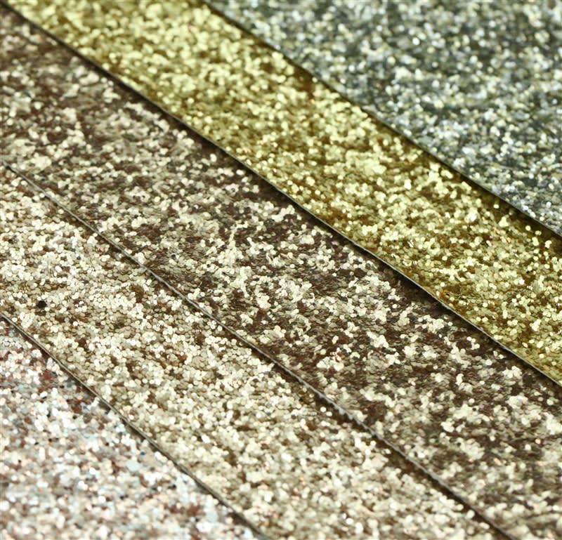 Chunky Glitter 8x10 GOLD and WHITE Metallic Glitter Fabric applied