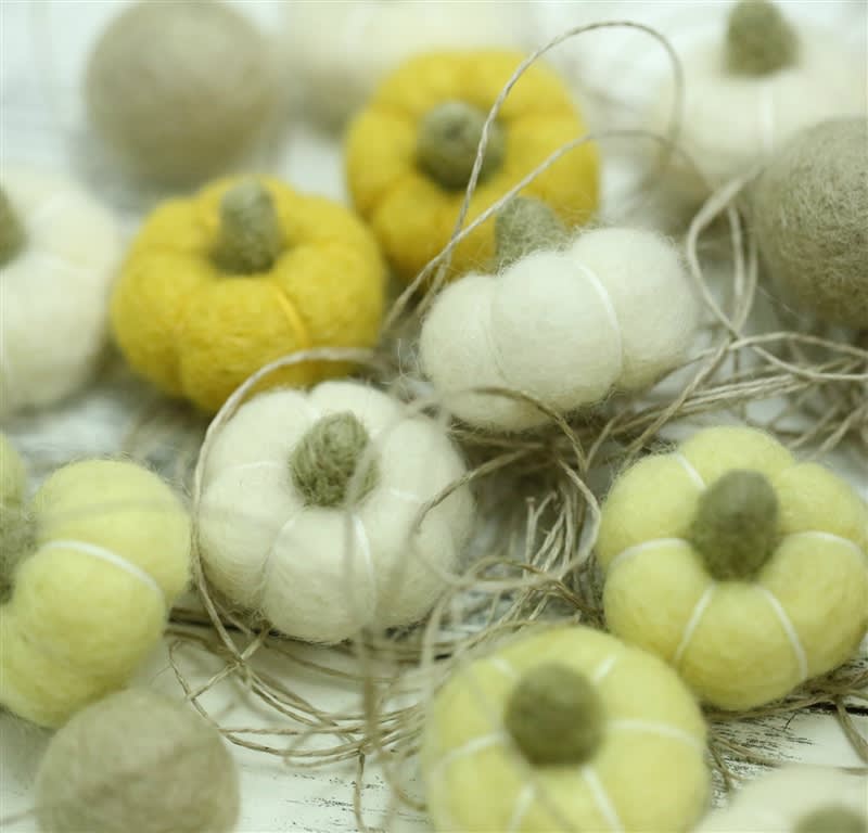 Yellow Green Felt Hearts: 100% Wool Felt Balls &Shapes