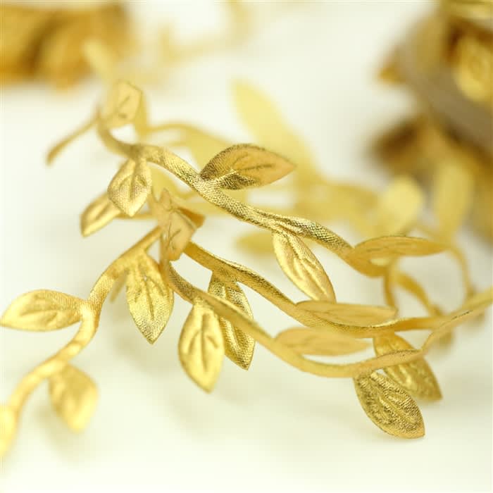 Gold Leaf Trim Sold by the Yard W/ Gold Etched Leaves