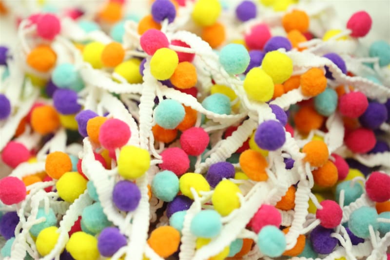 Small PomPom Trim by the Yard Colorful Felt Ball Fringe