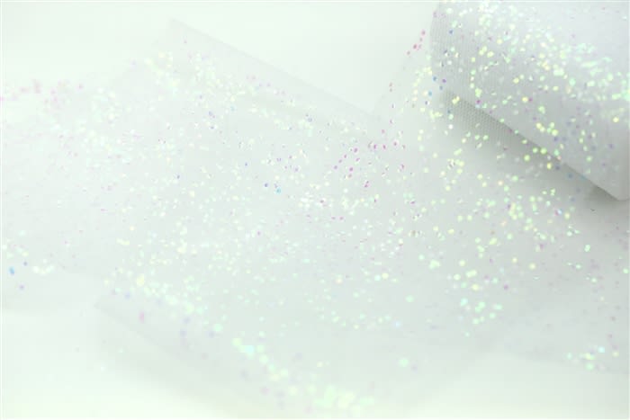 White Iridescent Tulle - Sparkle Tulle Roll - White 6 x 10 Yards from