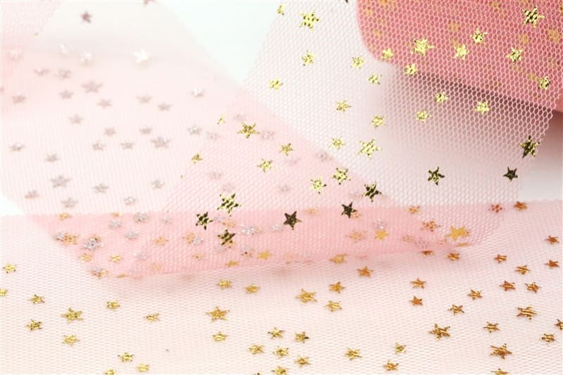 Peach Gold Star Tulle