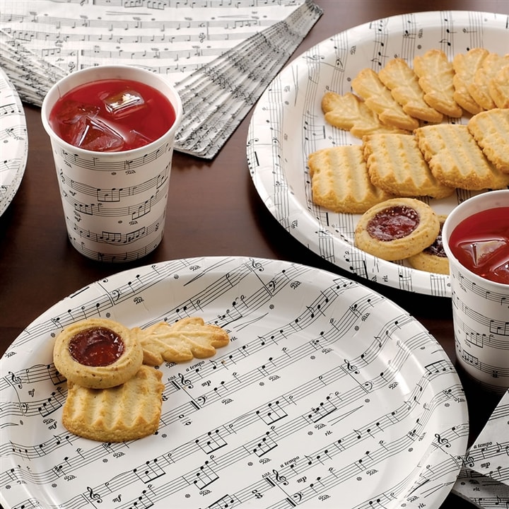 MindaMusic Store: Sheet Music Paper Plates, Cups, Napkins Set, Music Gift  Items, 7410,7409,7401-MD