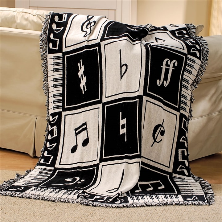 Keynote Black & White Cotton Throw at The Music Stand