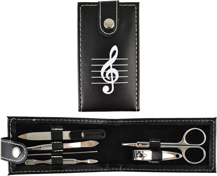 Leather Manicure Set with Nail Scissors, File and Tweezers