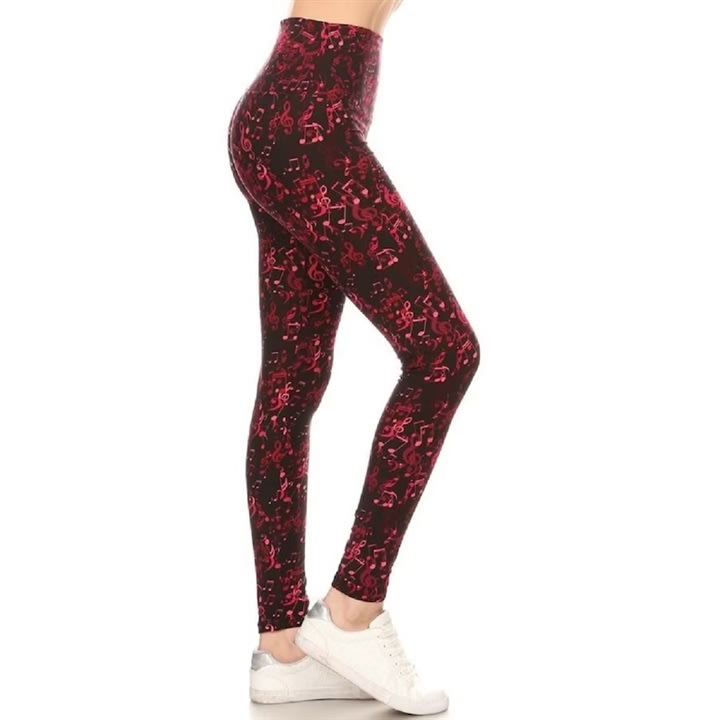 Music Notes Leggings for Women Black Leggings With Musical Notes