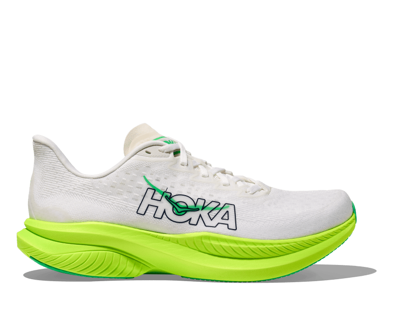 Hoka Men's Mach 6 (White/Neon Lime) - 1147790-WNL