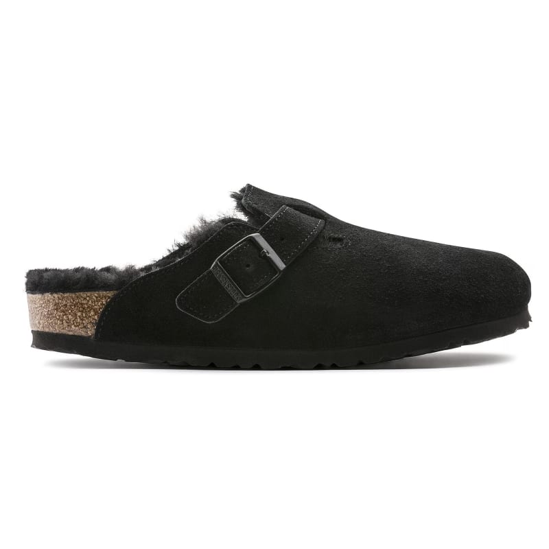 Birkenstock Women's Boston Shearling Clog (Black Suede Leather) - 259883