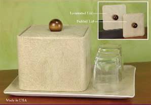 3 qt. Glamour Line Leather Square Ice Bucket w/ Padded Lid, 09-6980