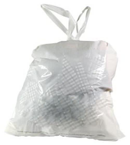 12x16x4 White plastic laundry bag with plastic drawstring, No. 151-12164