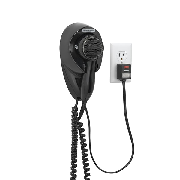 Hamilton Beach® wall mounted hair dryer, 1500 watts, auto safety shut off, in black