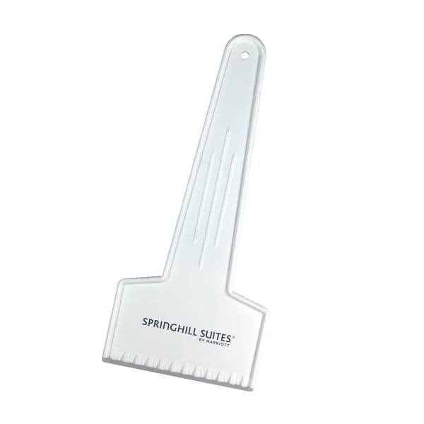 Ice scraper made of break-resistant plastic with SpringHill Suites logo