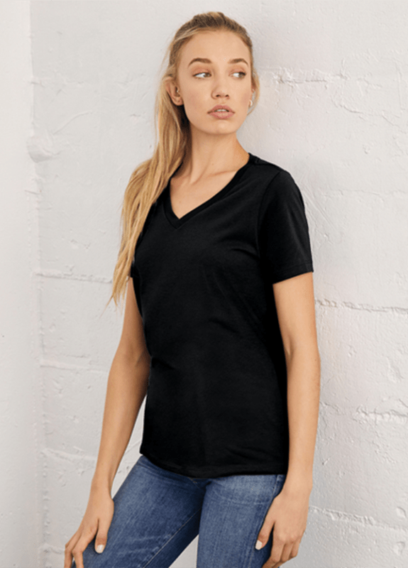 Ladies Relaxed Jersey Short Sleeve V-Neck Tee, 751-BC6405