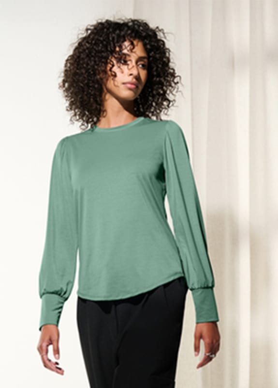 Stretch Jersey Long Sleeve Blouson Top, 751-MM1019