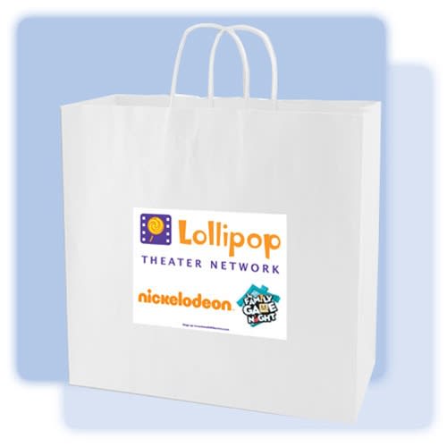 Multi-Color Custom Logo 16" x 6" x 15.75" White Kraft Shopping Bag, 765-1WKS1615WHT-MC