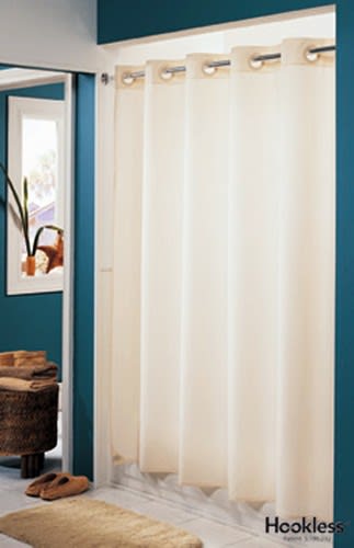 Hookless® shower curtain, Plainweave white fabric, #774-HBH40PLW01 - White fabric - 71 x 74