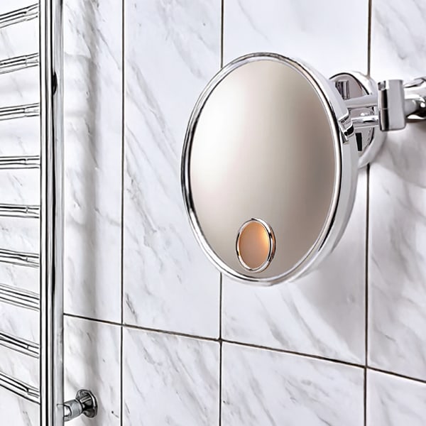 Jerdon 3X Euro Lighted Wall Mirror, Double Arm, Chrome, No. 780-JD7C