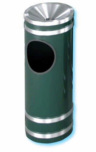 Glaro "Monte Carlo" green enamel satin aluminum funnel cover ash/trash receptacle with 6" opening, #783-F1956