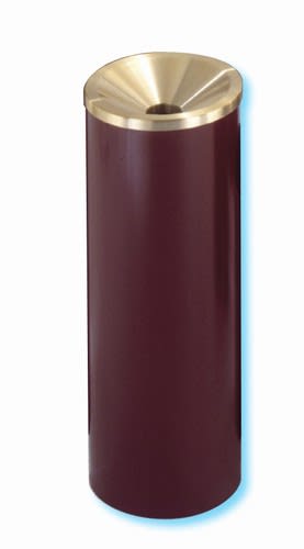 Glaro "Mount Everest" satin brass burgundy enamel funnel cover urn, #783-F941BY
