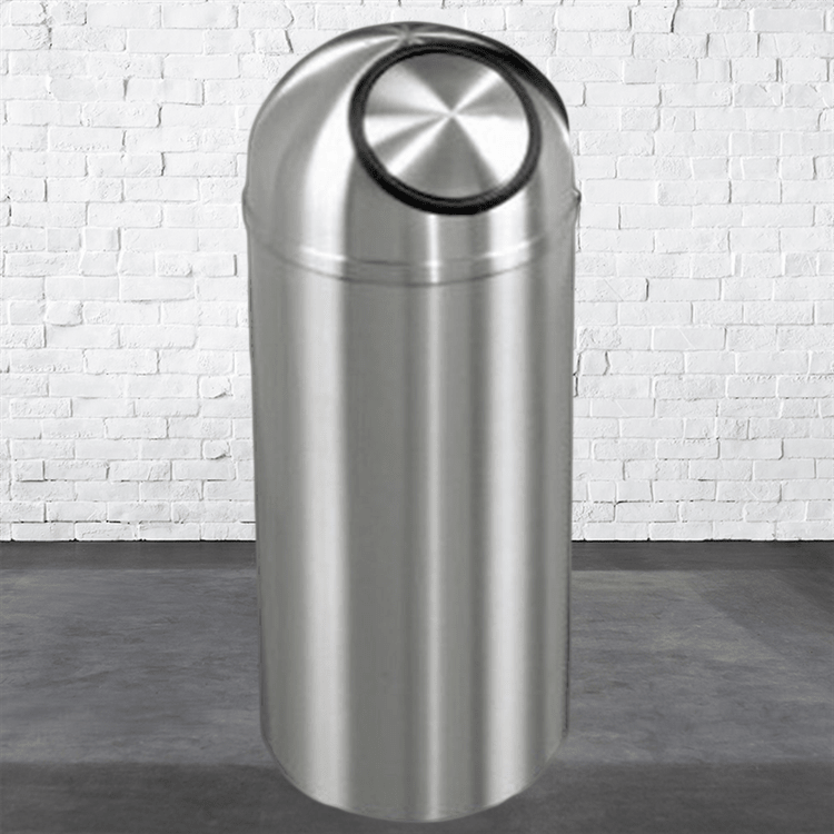 Glaro "New Yorker" All Satin Aluminum Dome Top Self Closing Waste Receptacle , 783-S1536SA