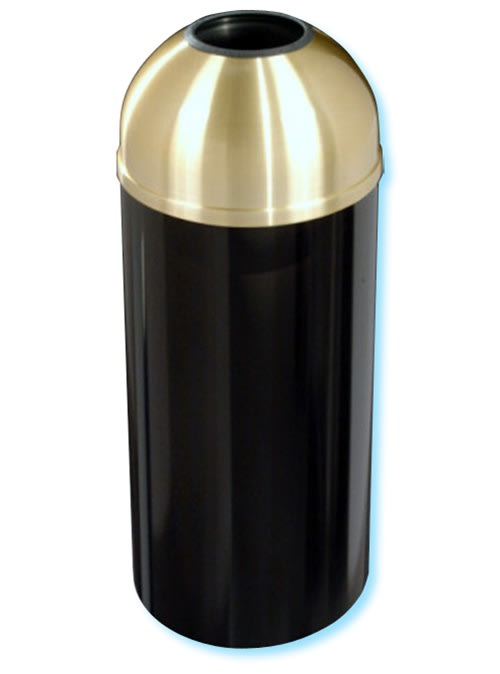 Glaro "Mount Everest" satin brass burgundy enamel open dome top waste receptacle with 7" opening, #783-T1541BY