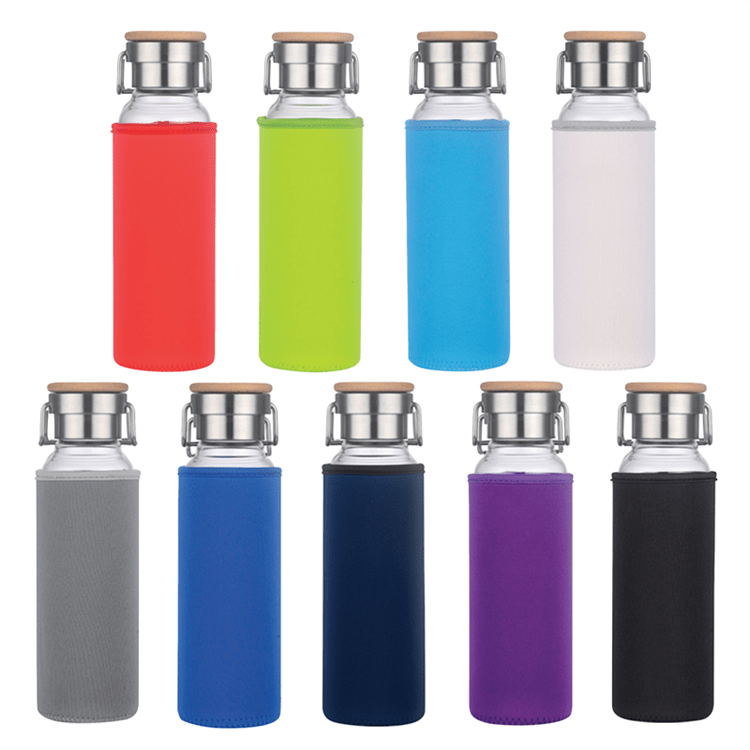 22 oz Glass Water Bottle With Neoprene Protective Sleeve, 794-BTL140
