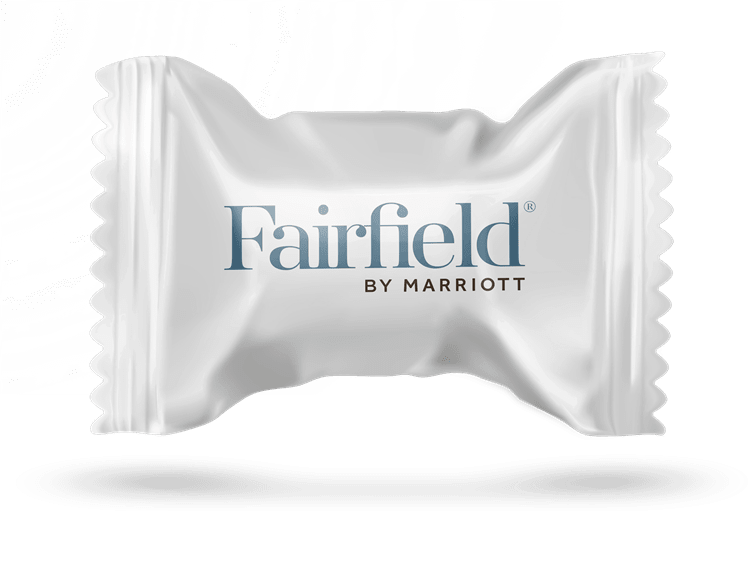 Fairfield Inn buttermint soft candies in individual hot-stamped packaging