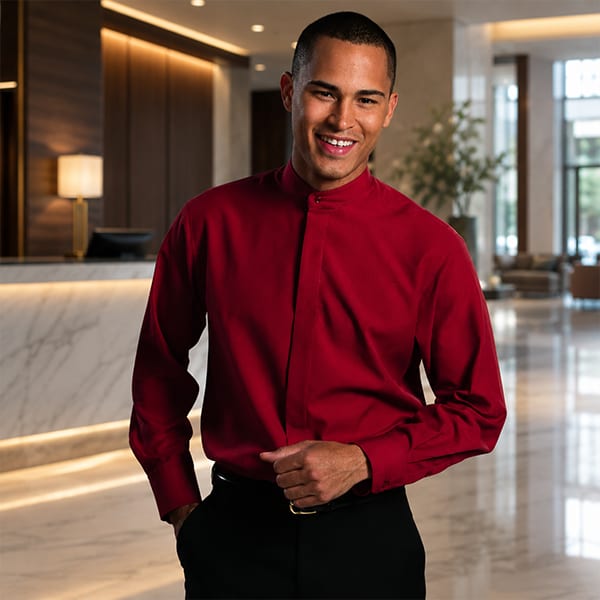 Men's Batiste Banded Collar Shirt, 843-1392