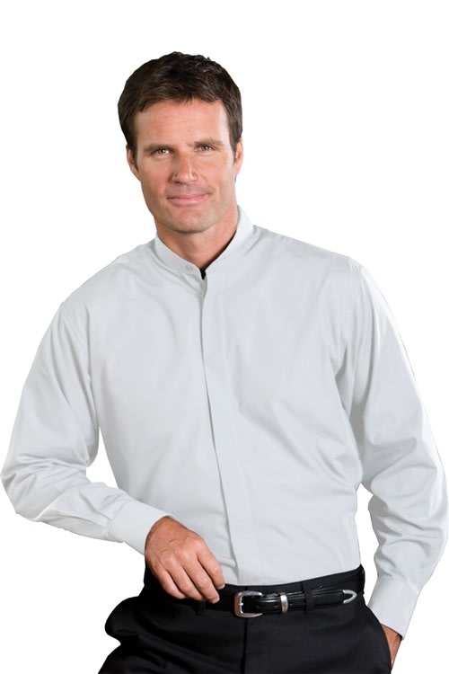 Traditional Men's Banded Collar Shirt, 843-1396