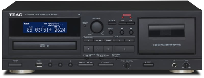 TEAC W-1200 Dual Cassette Deck with Recorder/USB/Pitch/Karaoke-Mic-in and  Remote : : Electronics