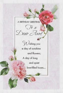 Aunt Birthday Greeting Card, Relative Birthday Greeting Card