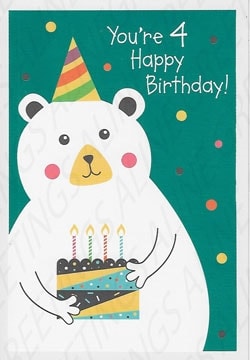 Age 4 Birthday Greeting Card, 4th Birthday Greeting Card