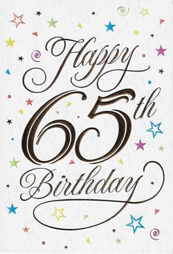 Age 65 Birthday Greeting Card, 65th Birthday Greeting Card