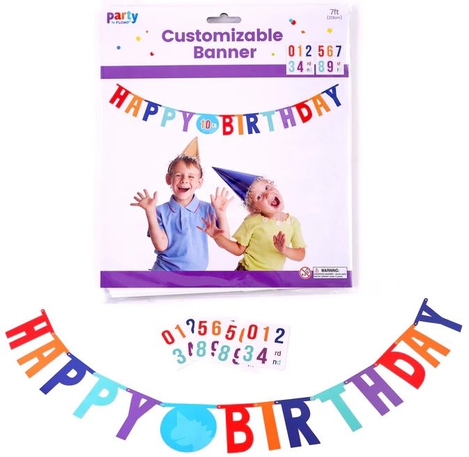 PT910-7' Customizable Happy Birthday Jointed Banner