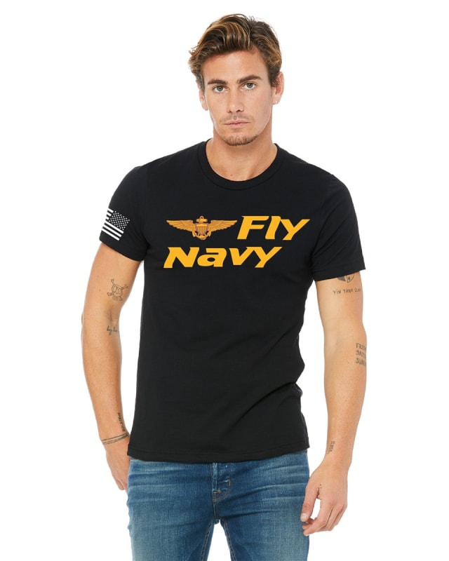 Fly Navy T-Shirt with Assaulting Flag on Sleeve D1, USN