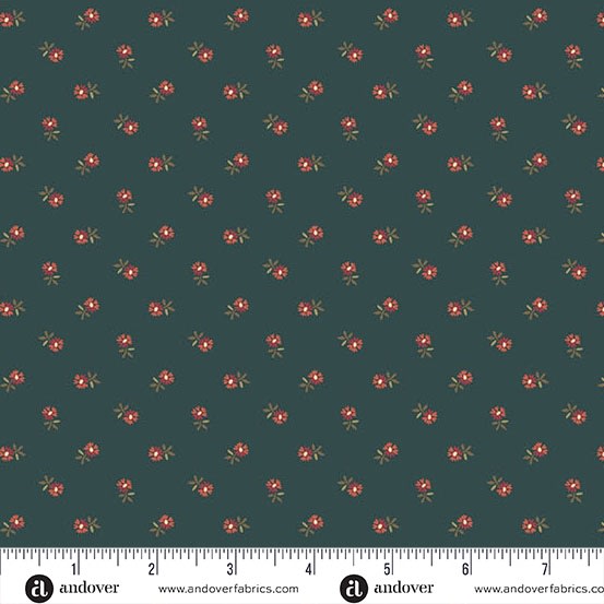 DAHLIA :  Pin Cushion Flower in Dusk Blue by Laundry Basket Quilts shows a fabric with teeny tiny tossed flower  in an all-over pattern.