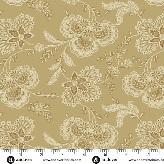 LIGHTHOUSE Allium in Lakehouse Tan by Laundry Basket Quilts shows a  small  scale floral in crisp sand.