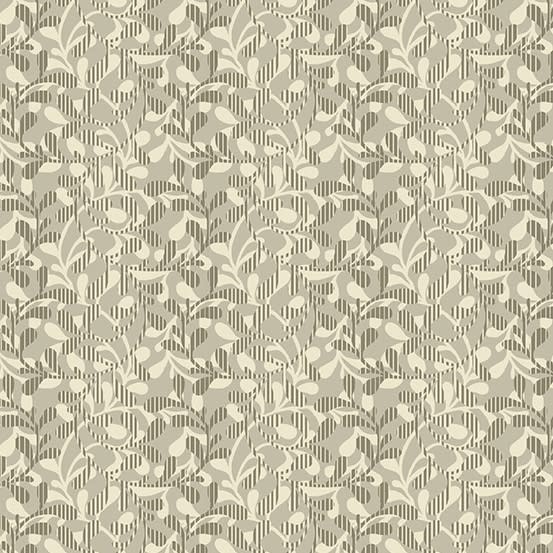 This design features a thicket of interlocked vines in cream and cocoa brown.