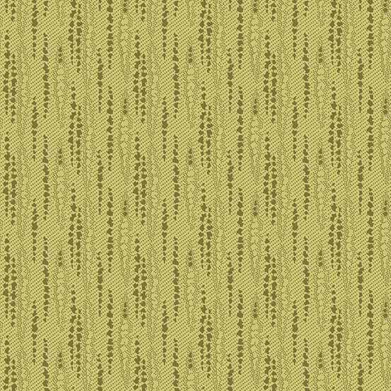 This shows an allover design with geometric elements that resemble bark in green. This shows an allover design with geometric elements that resemble bark in green.