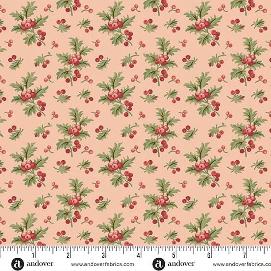 JINGLE BELL  Holly Branch Strawberry A-10351- E   by Laundry Basket Quilts