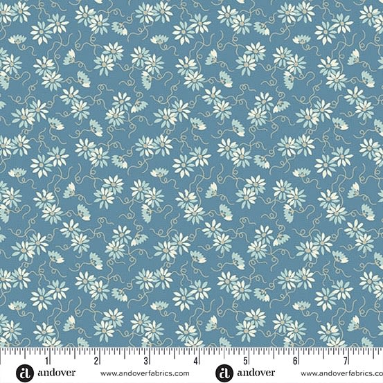 SEWING BIRD:   Daisy Chain Dusk Blue  A-1616-B   by Laundry Basket Quilts