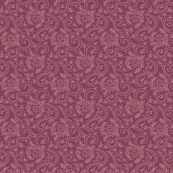 This image shows a delicate intertwining scroll with leaves and dots colored as a tone-on-tone fabric blender quilt fabric.