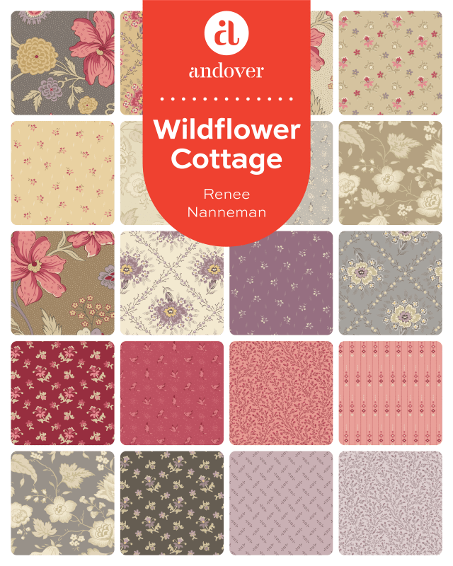 WILDFLOWER COTTAGE:  HALF YARD BUNDLE (30)  by Renee Nanneman