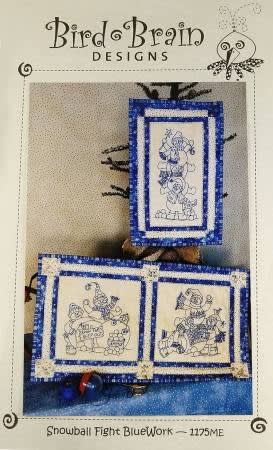 Snowball Fight bluework machine Embroidery from Bird Brain Designs