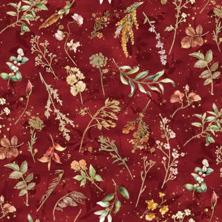 HARVEST BOUQUET: Maroon Harvest Bouquet # X5544H-195 Hoffman Fabrics